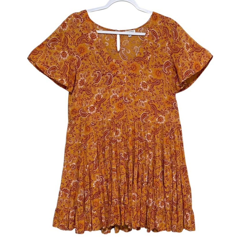 Patrons of Peace Paisley Floral Dress Cottage Prairie Boho Relaxed Summer Size M